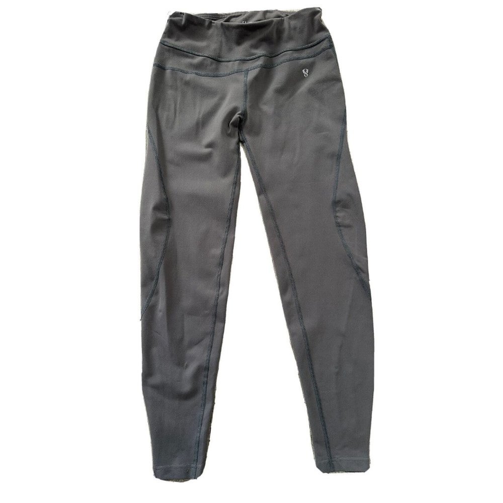 Stoic Womens Gray Stretch Leggings Synch Waist Back Pocket Size Small